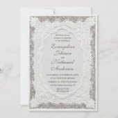 Invitation Mariage Formel Brodé de Faux Dentelle Intemporel (Devant)