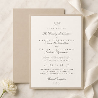 Invitation Mariage Formel Champagne Taupe