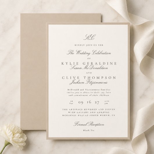 Invitation Mariage Formel Champagne Taupe