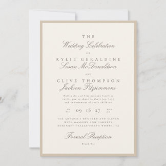Invitation Mariage Formel Champagne Taupe Ivoire