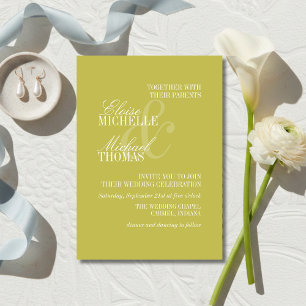 Invitation Mariage Formel Citron Vert Écriture Moderne