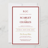 Invitation Mariage Formel Classique avec Monogramme en Bourgo (Devant)