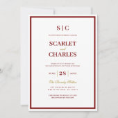 Invitation Mariage Formel Classique avec Monogramme en Bourgo (Devant)