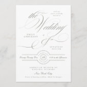 Invitation Mariage Formel Classique Calligraphie Gris Vert (Devant)