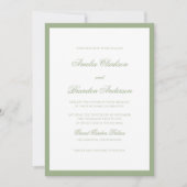 Invitation Mariage Formel Classique Écriture de Bordure Vert (Devant)