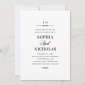 Invitation Mariage formel classique élégant noir et blanc (Devant)