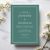 Invitation Mariage Formel Classique Émeraude Vert
