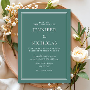 Invitation Mariage Formel Classique Émeraude Vert