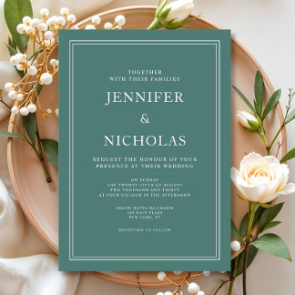 Invitation Mariage Formel Classique Émeraude Vert