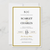 Invitation Mariage Formel Classique Monogramme Noir Or (Devant)