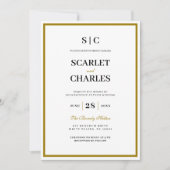 Invitation Mariage Formel Classique Monogramme Noir Or (Devant)