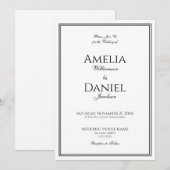 Invitation Mariage Formel Classique Noir et Blanc Script (Devant / Derrière)