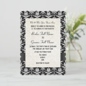 Invitation Mariage formel de damassé noire et blanche (Debout devant)