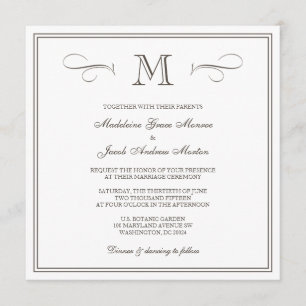 Invitation Mariage formel de monogramme