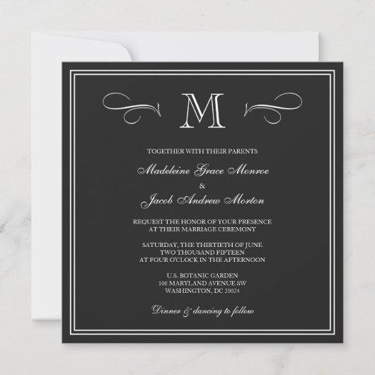 Invitation Mariage formel de monogramme (Devant)