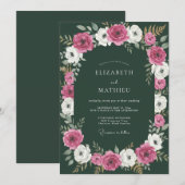 Invitation Mariage Formel d'Hiver Vert Chasseur (Devant / Derrière)