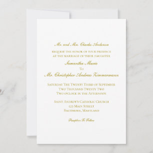 Invitation Mariage Formel Élégant Classique Traditionnel Or