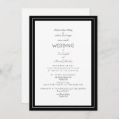 Invitation Mariage Formel Élégant Deux Sets Parents B/N (Devant / Derrière)