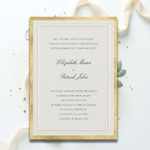 Invitation Mariage Formel Élégant Doré Écru Moderne Classique
