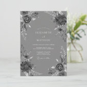 Invitation Mariage Formel Élégant Gris Ardoise (Debout devant)
