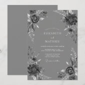 Invitation Mariage Formel Élégant Gris Ardoise (Devant / Derrière)