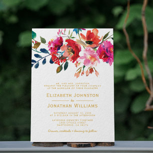 Invitation Mariage Formel Élégant Jardin Floral Aquarelle