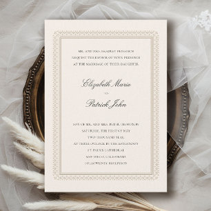 Invitation Mariage Formel Élégant Lys Crème Classique Moderne