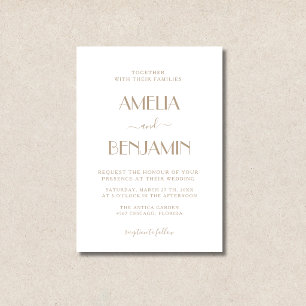 Invitation Mariage Formel Élégant Moderne Minimaliste Taupe