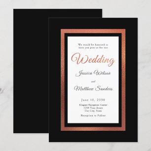 Invitation Mariage Formel Élégant Noir et Cuivre Moderne