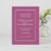 Invitation Mariage Formel Élégant Simple Cassis Rose (Debout devant)