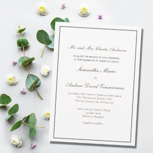Invitation Mariage Formel Élégant Traditionnel Gris Argent