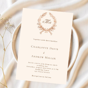 Invitation Mariage formel en crête beige