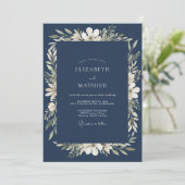 Invitation Mariage Formel et Distingué Bleu Nuit (Debout devant)