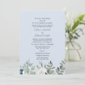 Invitation Mariage Formel Fleurs Bleu Poussiéreux Deux Parent (Debout devant)