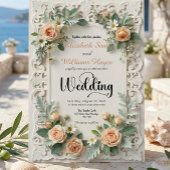 Invitation Mariage Formel Floral Imprimé sur Fond Ivoire