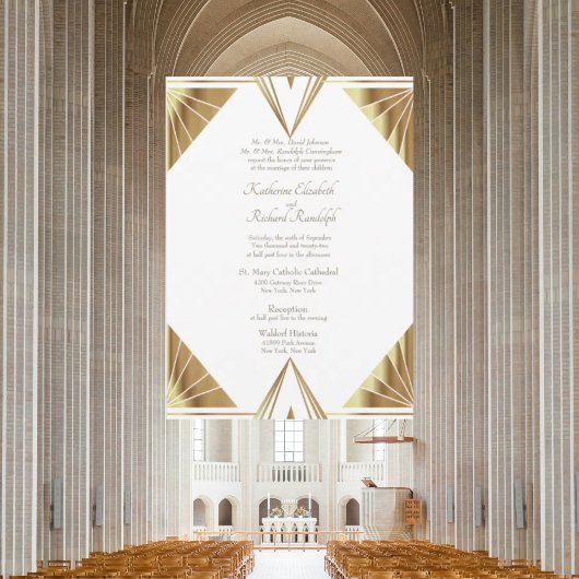 Invitation Mariage Formel Glam Cadre Or Blanc