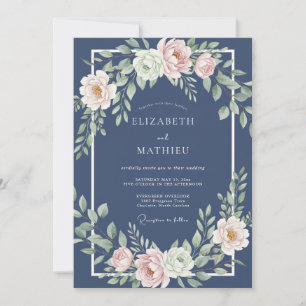 Invitation Mariage Formel Intemporel Bleu Nuit