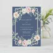 Invitation Mariage Formel Intemporel Bleu Nuit (Debout devant)
