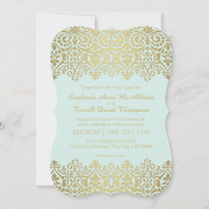 Invitation Mariage formel invite Vintage Golden Lace Elegant