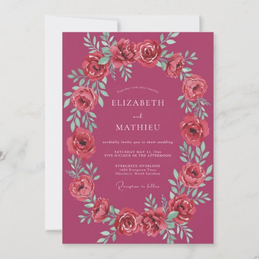 Invitation Mariage Formel Magenta Poli (Devant)