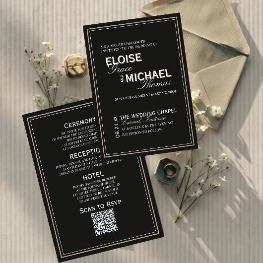 Invitation Mariage Formel Minimaliste en Smoking