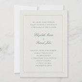 Invitation Mariage Formel Moderne Classique Élégant Vert Ecru (Devant)