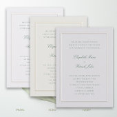 Invitation Mariage Formel Moderne Classique Élégant Vert Ecru