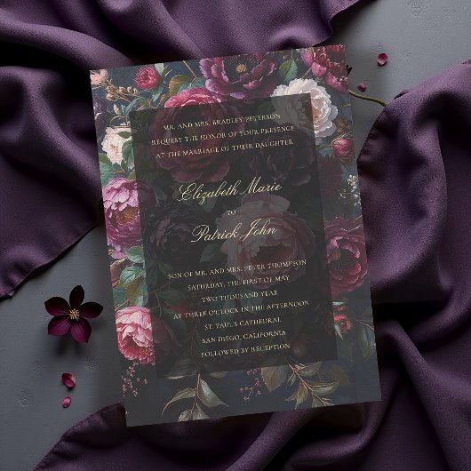 Invitation Mariage Formel Moderne Classique Romantique Sombre