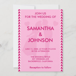 Invitation Mariage Formel Moderne Élégant Rose Pâle Chevron