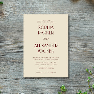 Invitation Mariage Formel Moderne Minimaliste Bourgogne & Ivo