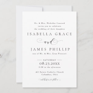 Invitation Mariage formel noir et blanc