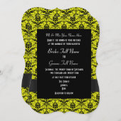 Invitation Mariage formel noir et jaune (Devant / Derrière)