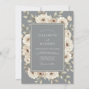 Invitation Mariage Formel Orné Gris Ardoise