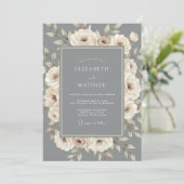 Invitation Mariage Formel Orné Gris Ardoise (Debout devant)